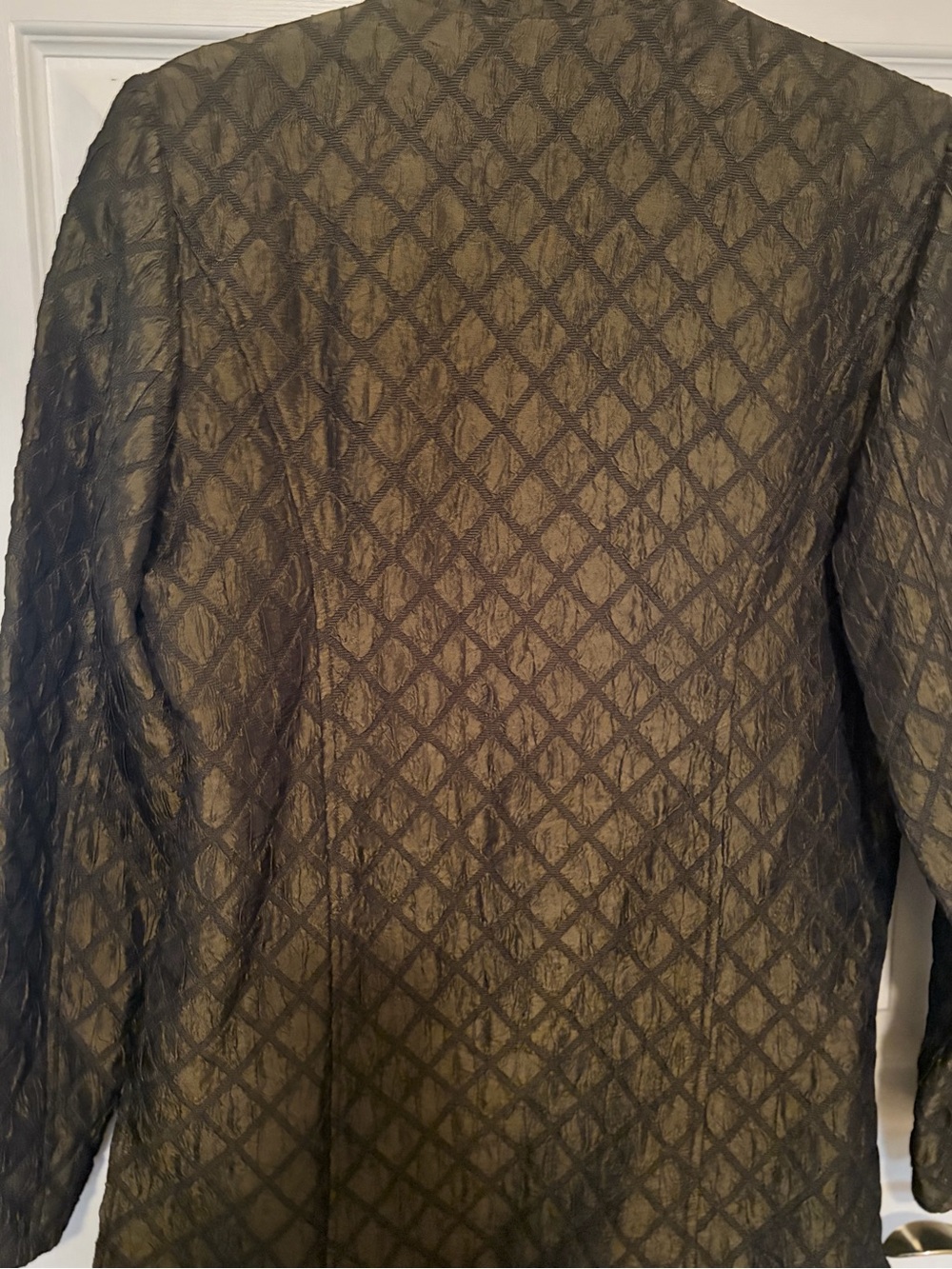 Coldwater Creek Quilted Olive Diamond-Pattern Blazer